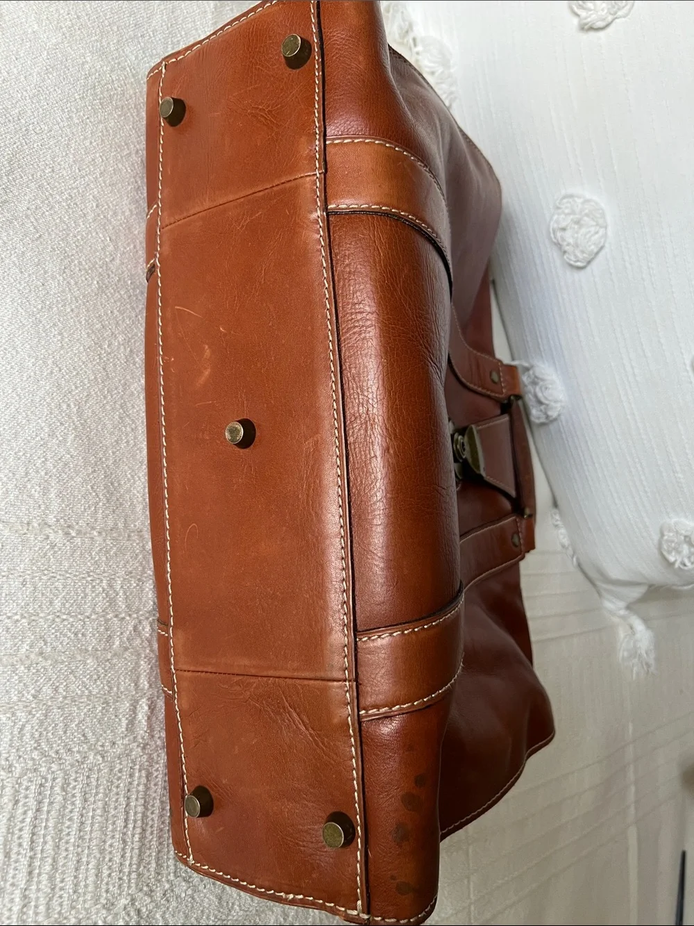 Nash Men's Brown Leather Briefcase Travel Bag - Classic Carry. Italian Leather